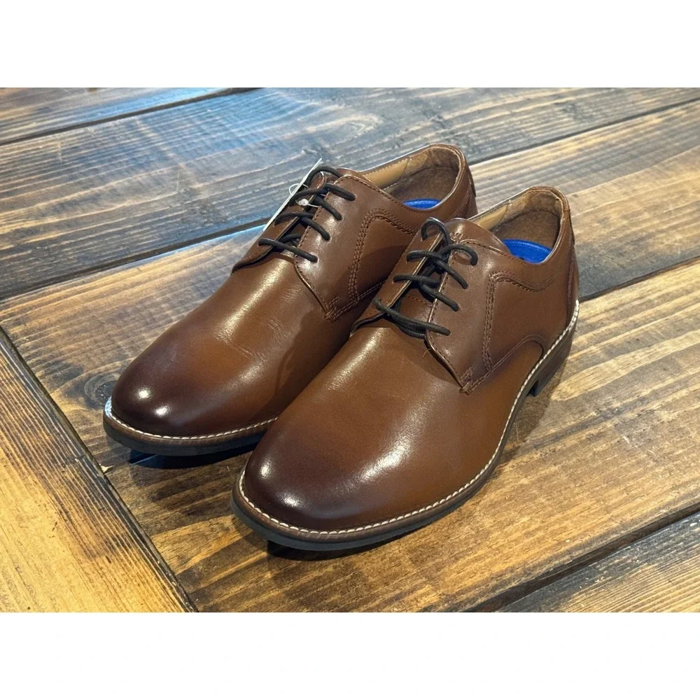 Nunn Bush Kore Walk Mens Brown Leather Comfort Gel Plain Toe Oxford Shoes‎ 8.5M